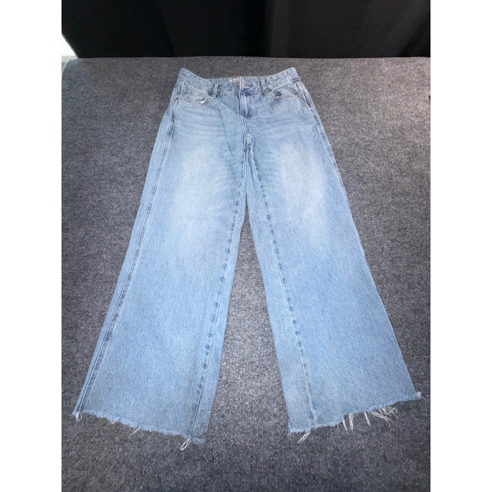 PacSun Womens Light Wash Wide Leg Raw Hem Denim Jeans Size 29